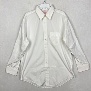 J Press White Dress Shirt Mens 17 - 4 New Button Up French Cuff Long Sleeve USA